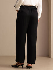 22Momme Silk Women's High Waist Wide Leg Long Pants With Pockets