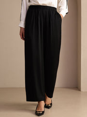 22Momme Silk Women's High Waist Wide Leg Long Pants With Pockets