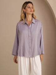 22Momme Silk Women’s Lapel Collar Long Sleeve Lace Blouse