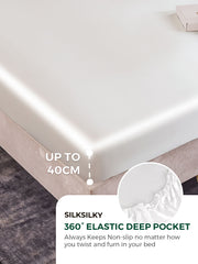 25Momme Silk 4Pcs Set Fitted&Flat Sheets+2x Pillowcases