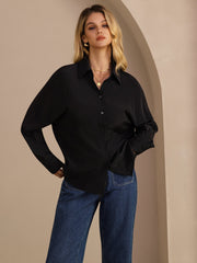 26Momme 100% Mulberry Silk Button Up Long Sleeve Women's  Shirt