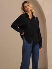 26Momme 100% Mulberry Silk Button Up Long Sleeve Women's  Shirt