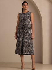 26Momme 100% Mulberry Silk Women's Printed Sleeveless Vest Top & Culottes Pants Set