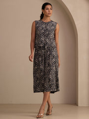 26Momme 100% Mulberry Silk Women's Printed Sleeveless Vest Top & Culottes Pants Set