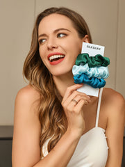 3Pcs Bundle Pure Silk Large Hair Scrunchies - 3.5cm