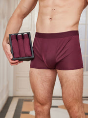 3Pcs Mens Pure Silk Boxer Briefs Underwear
