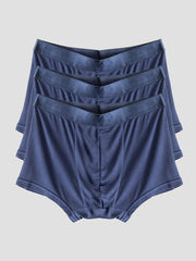 3Pcs Mens Pure Silk Boxer Briefs Underwear
