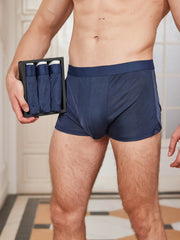 3Pcs Mens Pure Silk Boxer Briefs Underwear