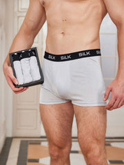3Pcs Men‘s Ultra Soft Comfy Pure Silk Boxer Underwear
