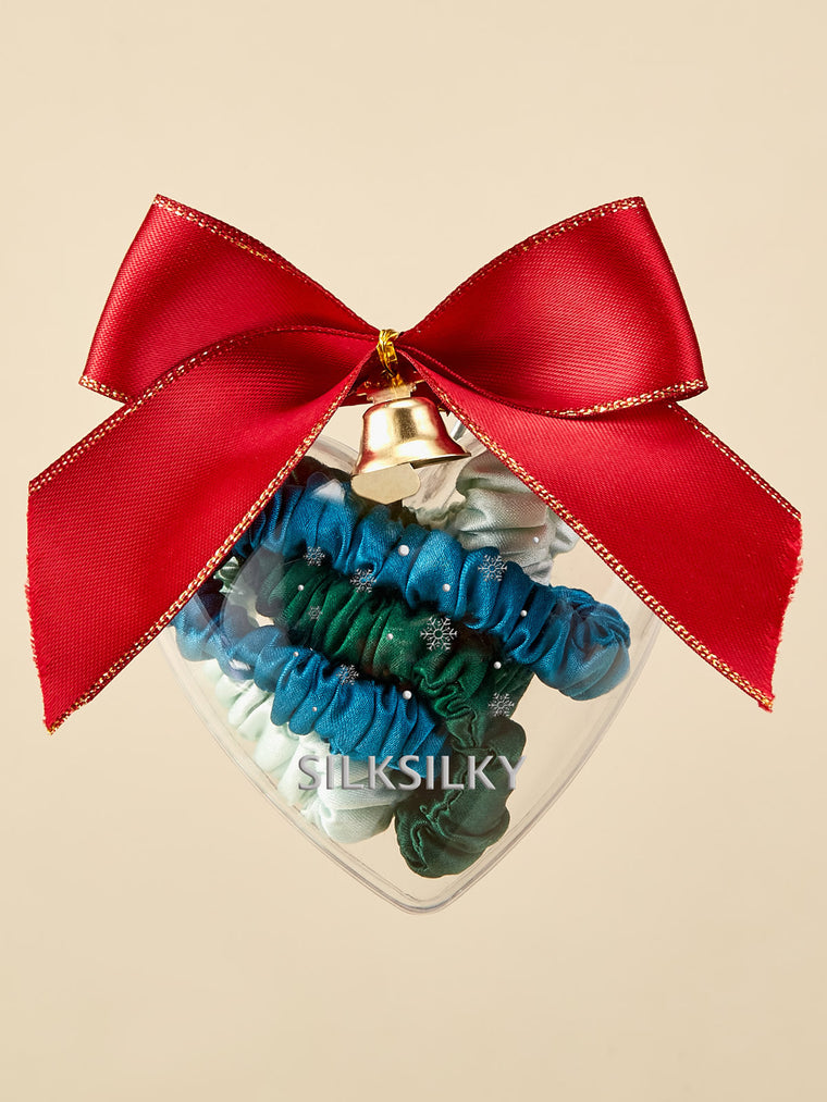 3Pcs Pure Silk Holiday Skinny Hair Scrunchie Ornament - 1cm