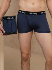 3Pcs Pure Silk Men's Comfort Breathable Boxer Brief Underwear