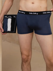 3Pcs Pure Silk Men's Comfort Breathable Boxer Brief Underwear