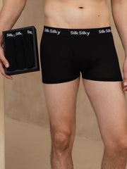 3Pcs Pure Silk Men's Comfort Breathable Boxer Brief Underwear