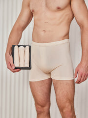 3Pcs Pure Silk Open Front Boxer Briefs for Men