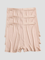 3Pcs Pure Silk Open Front Boxer Briefs for Men