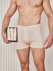 3Pcs Pure Silk Open Front Boxer Briefs for Men