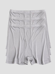 3Pcs Pure Silk Open Front Boxer Briefs for Men
