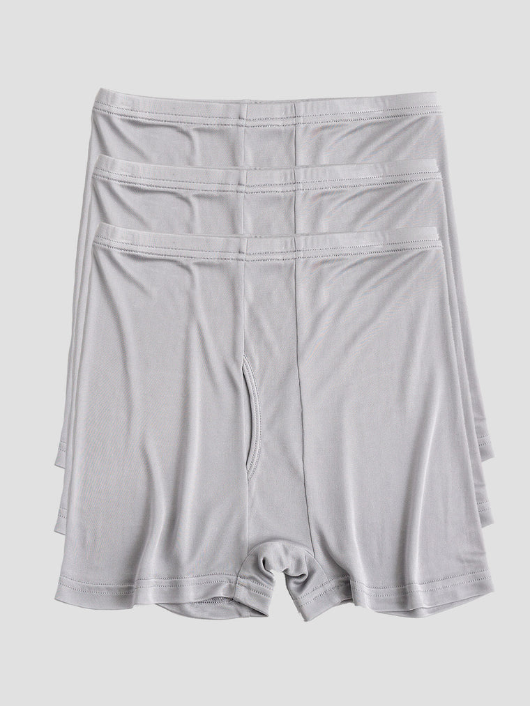 3Pcs Pure Silk Open Front Boxer Briefs for Men