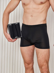 3Pcs Pure Silk Open Front Boxer Briefs for Men