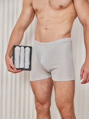 3Pcs Pure Silk Open Front Boxer Briefs for Men
