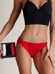 3Pcs Pure Silk Sexy Lace Trimmed Panties with Bow Design
