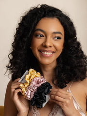 6Pcs Bundle Pure Silk Large Hair Scrunchies - 3.5cm