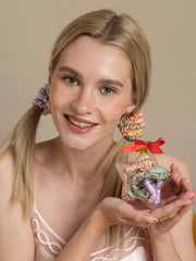 6Pcs Pure Silk Holiday Skinny Hair Scrunchie Ornament - 1cm