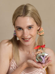 6Pcs Pure Silk Holiday Skinny Hair Scrunchie Ornament - 1cm