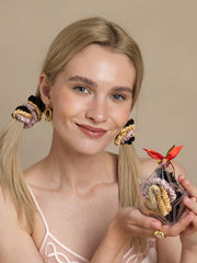 6Pcs Pure Silk Holiday Skinny Hair Scrunchie Ornament - 1cm