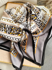 Chain Pattern 100% Mulberry Silk Square Scarf 88x88cm