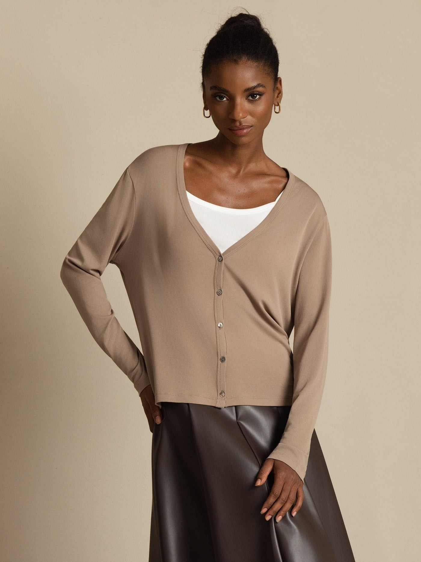 Clearance - 100% Mulberry Silk Women's V-Neck Long Sleeve Basic Cardigan