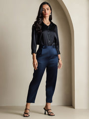 Clearance - 19Momme Silk 3/4 Sleeve Lapel Collar Women's Shirt with Button Up Design