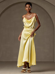 Clearance - 19Momme Silk A Line Maxi Skirt with Lining