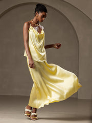 Clearance - 19Momme Silk A Line Maxi Skirt with Lining