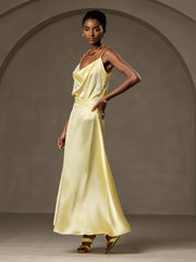 Clearance - 19Momme Silk A Line Maxi Skirt with Lining