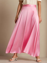 Clearance - 19Momme Silk A Line Maxi Skirt with Lining