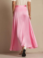 Clearance - 19Momme Silk A Line Maxi Skirt with Lining
