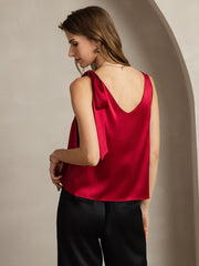 Clearance - 19Momme Silk Bow-Tie V-Neck Tank Top