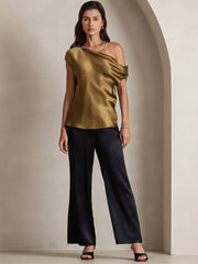 Clearance - 19Momme Silk High Waist Boot Cut Women's Pants