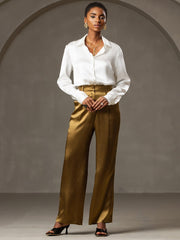 Clearance - 19Momme Silk High Waist Boot Cut Women's Pants