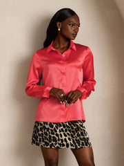 Clearance - 19Momme Silk Lapel Collar Long Sleeve Women's Shirt
