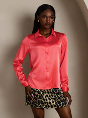 Clearance - 19Momme Silk Lapel Collar Long Sleeve Women's Shirt