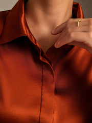 Clearance - 19Momme Silk Long Sleeve Lapel Collar Women's Shirt