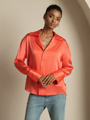 Clearance - 19Momme Silk Long Sleeve Notch Collar Women's Shirt