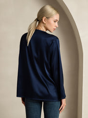 Clearance - 19Momme Silk Long Sleeve V-Neck Blouse