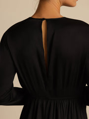 Clearance - 19Momme Silk  Ruffle Sleeves Short A-Line Flowy Dress