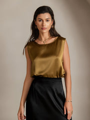 Clearance - 19Momme Silk Sleeveless Round Neck Women's Tank Top