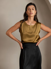 Clearance - 19Momme Silk Sleeveless Round Neck Women's Tank Top
