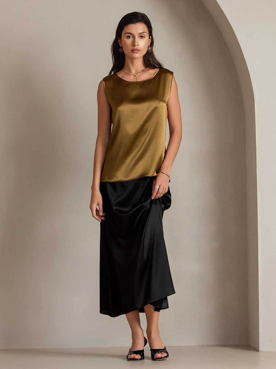 Clearance - 19Momme Silk Sleeveless Round Neck Women's Tank Top