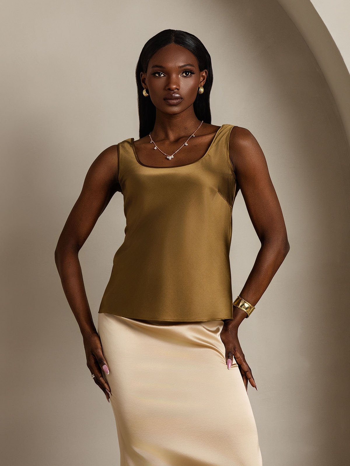 Clearance - 19Momme Silk Sleeveless U Neck Women's Tank Top